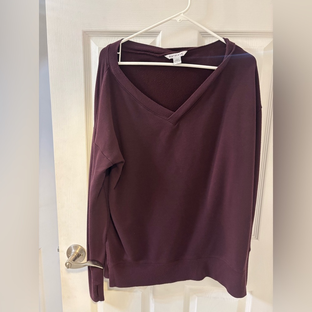 Athleta Dark‎ Purple Oversized V neck Sweatshirt